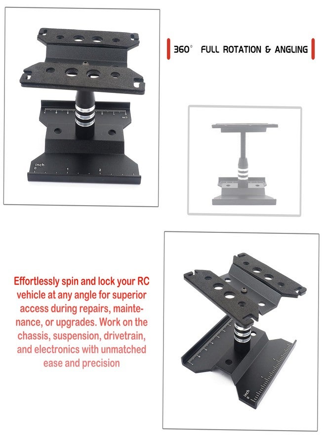 HOPLEX RC Car Work Stand, 360° Rotating Repair Tool Holder for 1/16 1/18 1/24 Scale Remote Control Trucks, Crawlers, Buggies(Black) - Image 2